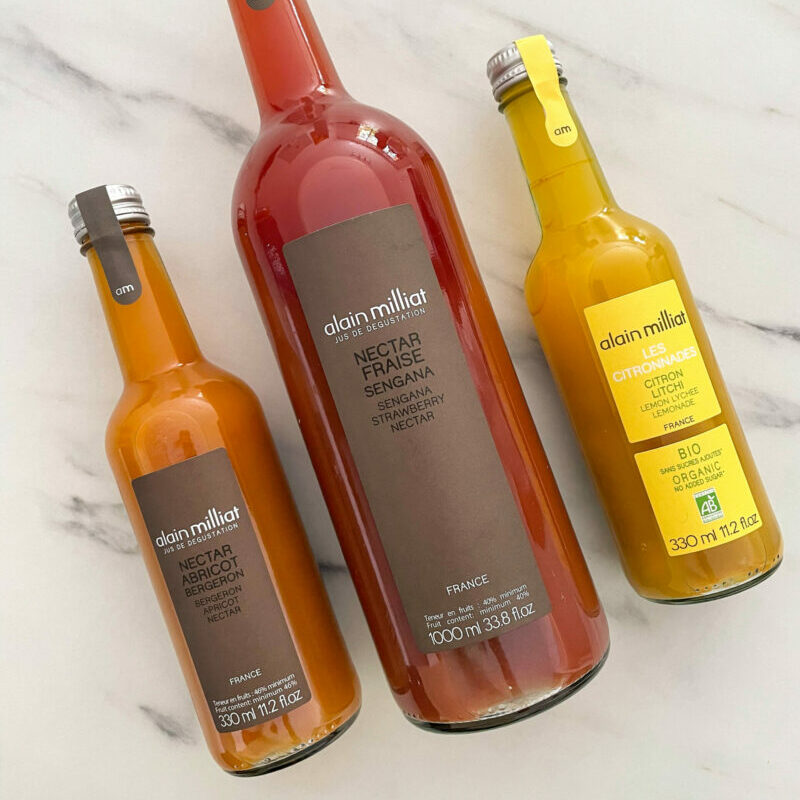 Des jus et nectar Alain Milliat pour accompagner nos créations